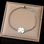 4-Leaf Clover Lucky Charm Bracelet silver