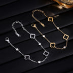 Four-Leaf Clover Bracelet with Silver Zircon