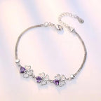 Bracelet with Four-Leaf Clovers with Purple Zircon