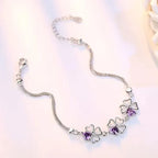 Bracelet with Four-Leaf Clovers with Purple Zircon