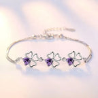 Bracelet with Four-Leaf Clovers with Purple Zircon
