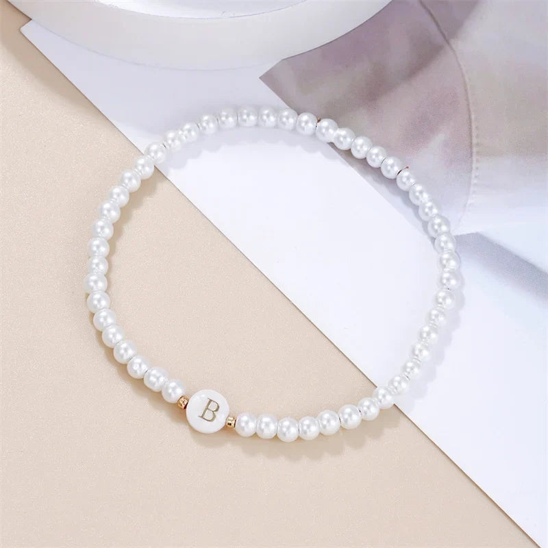 White initial bracelet b