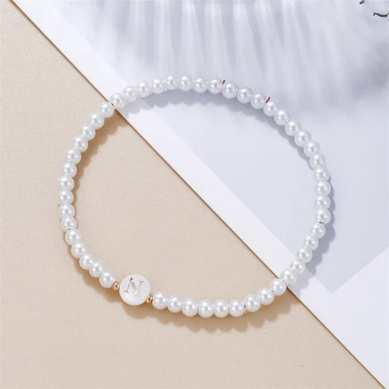White initial bracelet n