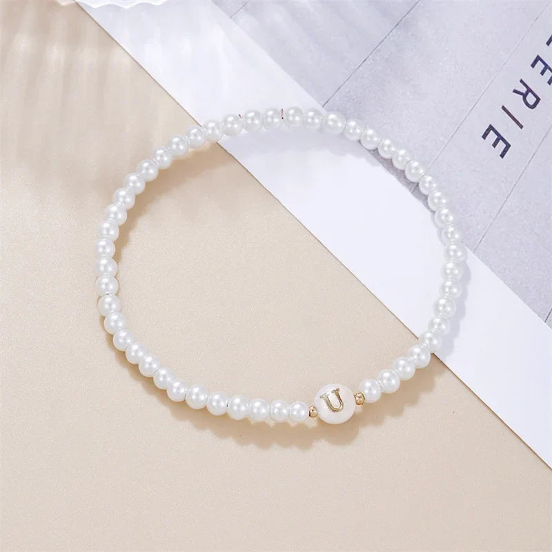 White initial bracelet u