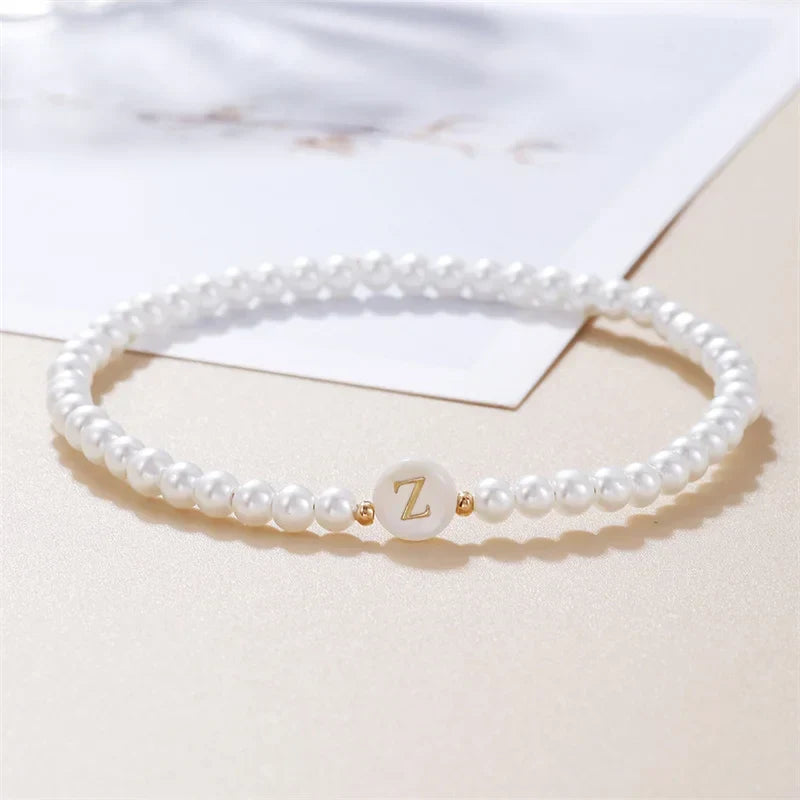 White initial bracelet - letter