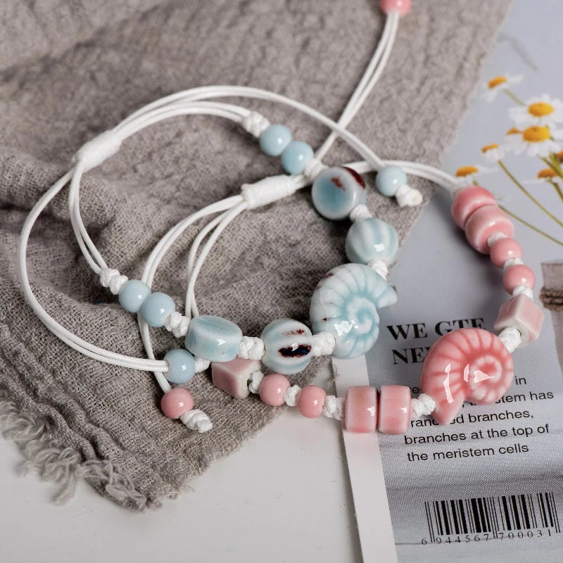 Bohemian Bracelet Shell Snail Pink