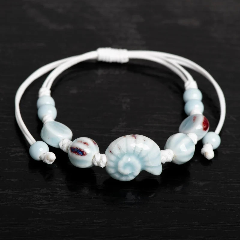 Bohemian Bracelet Shell Snail Blue