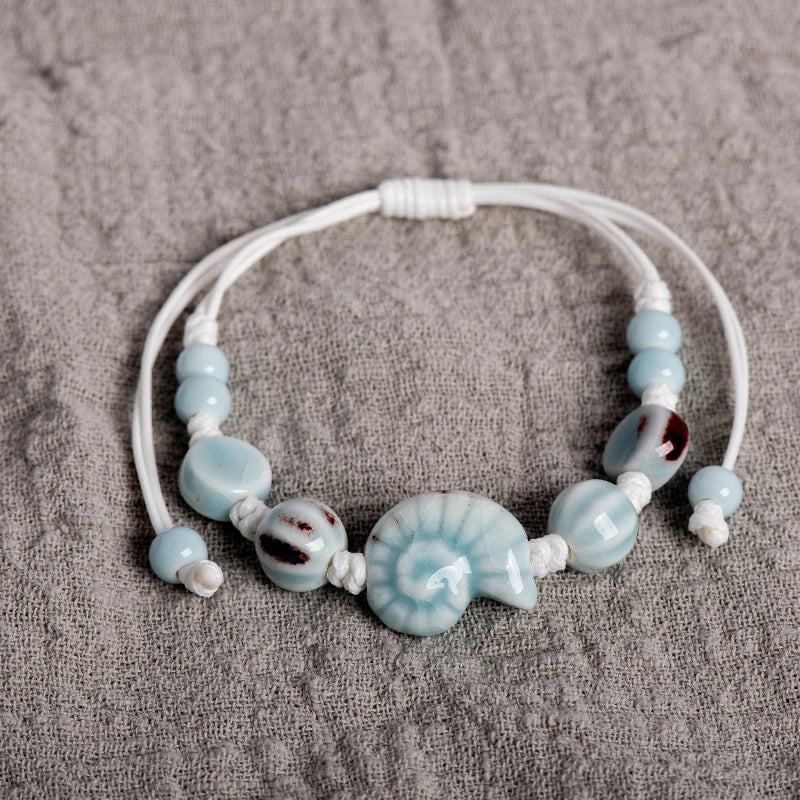 Bohemian Bracelet Shell Snail Blue