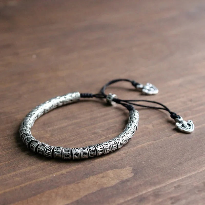 Carved Buddhist Amulet Figaro Bracelet