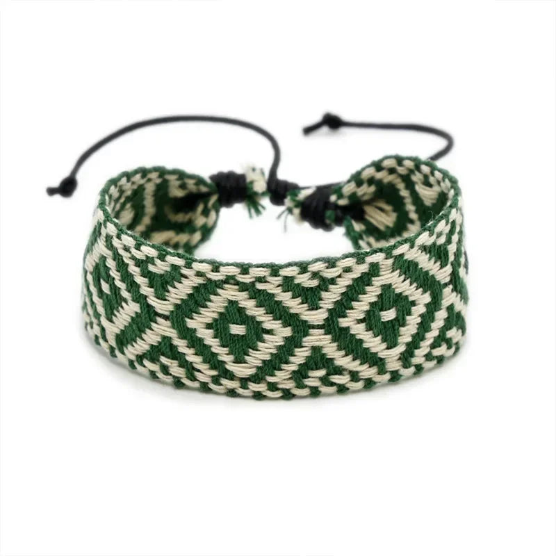 Handmade Brazilian Bracelet with Geometric Shapes in Green