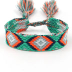 Wide Brazilian Bracelet with Geometric Patterns green
