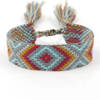 Wide Brazilian Bracelet with Geometric Patterns red 