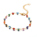 Blue Greek Turkish Evil Eye Ankle Bracelet Mataki Matiasma Gold