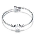Heart bracelet with silver initial d