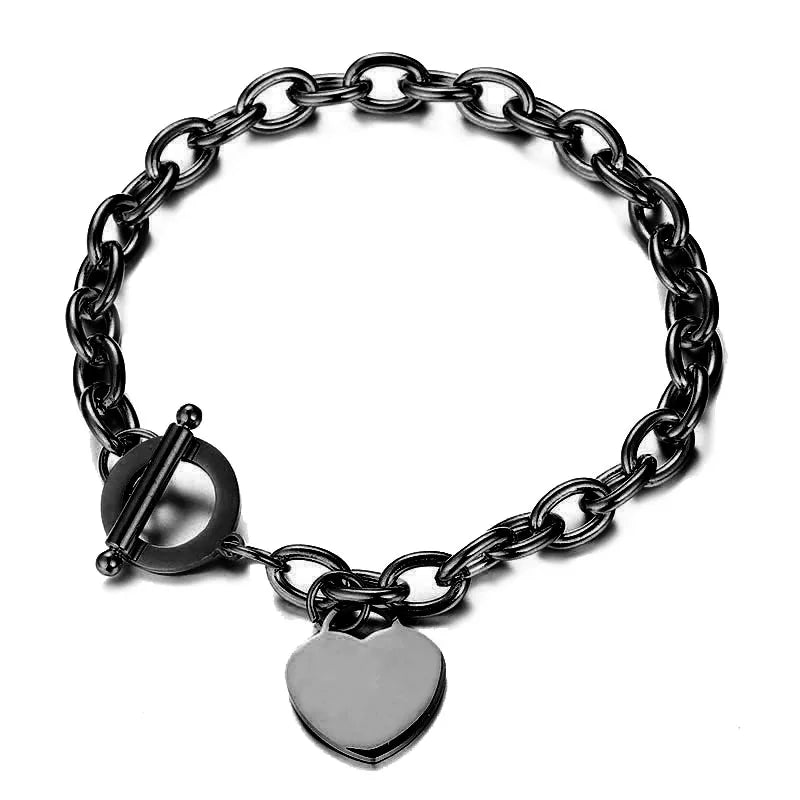 Women's Heart Curb Bracelet black