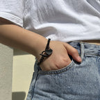 Women's Heart Curb Bracelet black