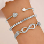 Infinite Heart Bracelet in Silver and Gold (Set of 3 Bracelets) silver