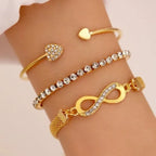 Infinite Heart Bracelet in Silver and Gold (Set of 3 Bracelets) gold