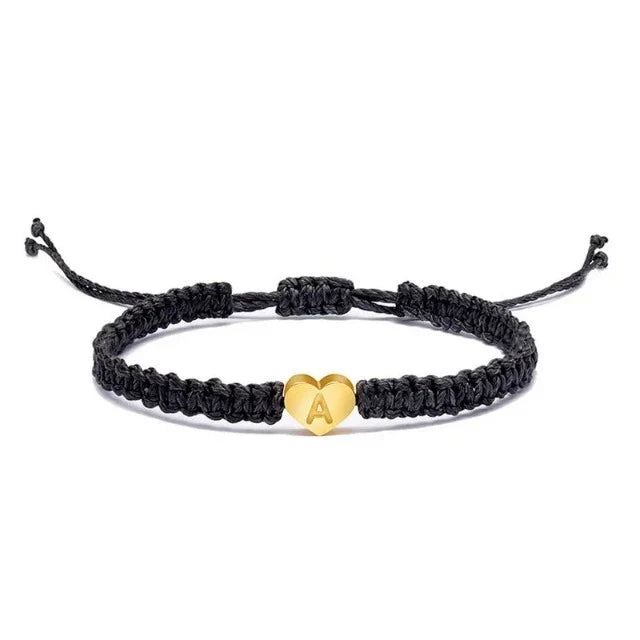 Gold Initial Heart Bracelet