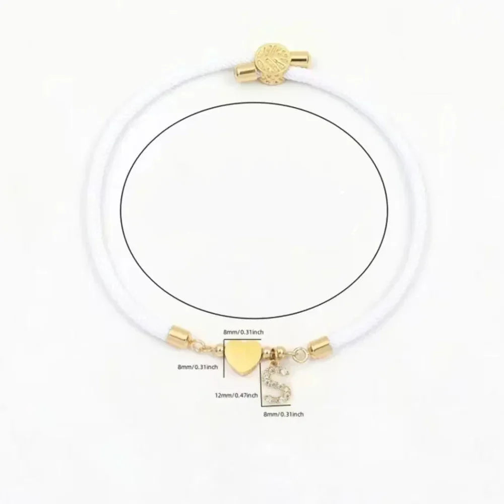 Colorful bracelet with rhinestone initial - letter