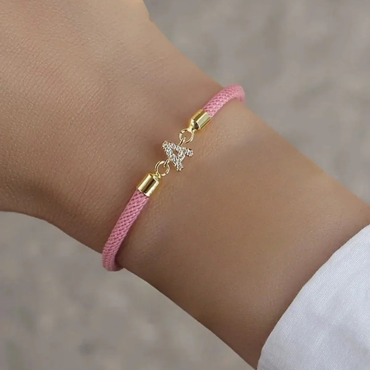 Colorful bracelet with rhinestone initial - letter