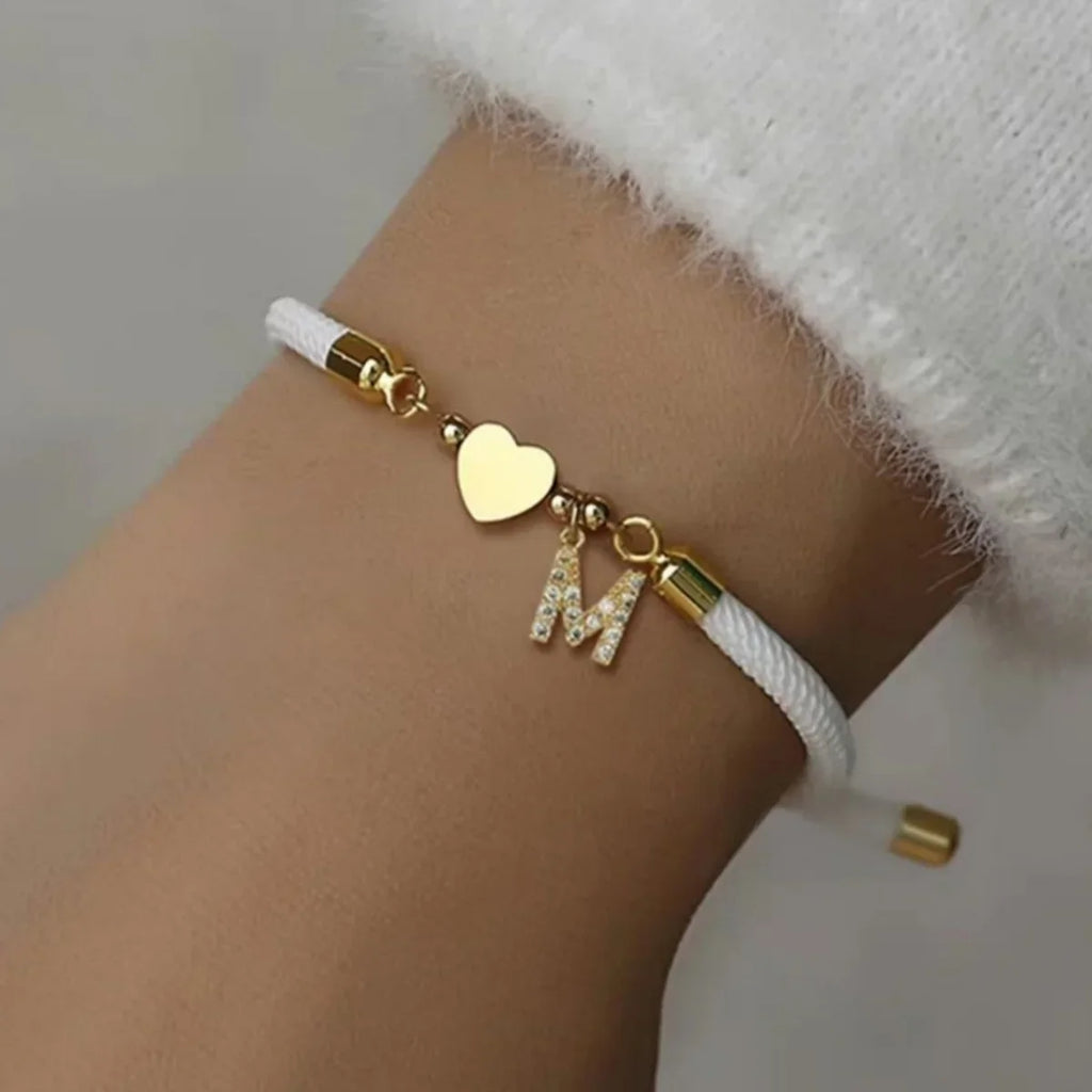 Colorful bracelet with rhinestone initial - letter