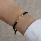 Colorful bracelet with rhinestone initial - letter
