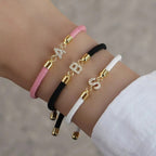 Colorful bracelet with rhinestone initial - letter