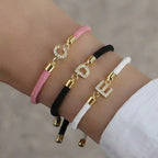 Colorful bracelet with rhinestone initial - letter