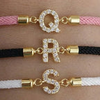 Colorful bracelet with rhinestone initial - letter
