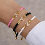 Colorful bracelet with rhinestone initial - letter