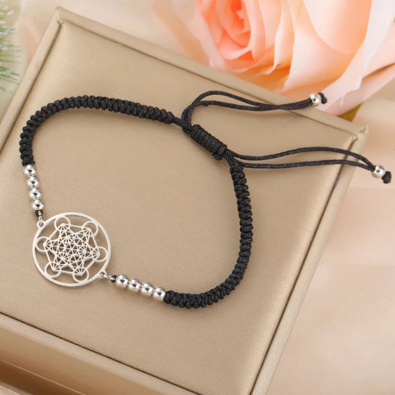 Black Metatron's Cube Colorful Bracelet