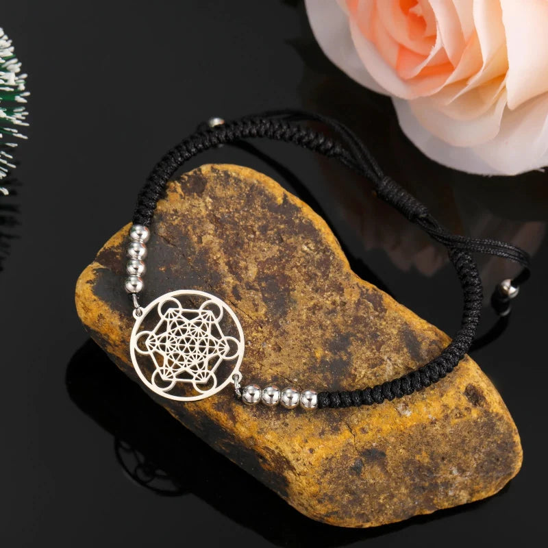 Black Metatron's Cube Colorful Bracelet