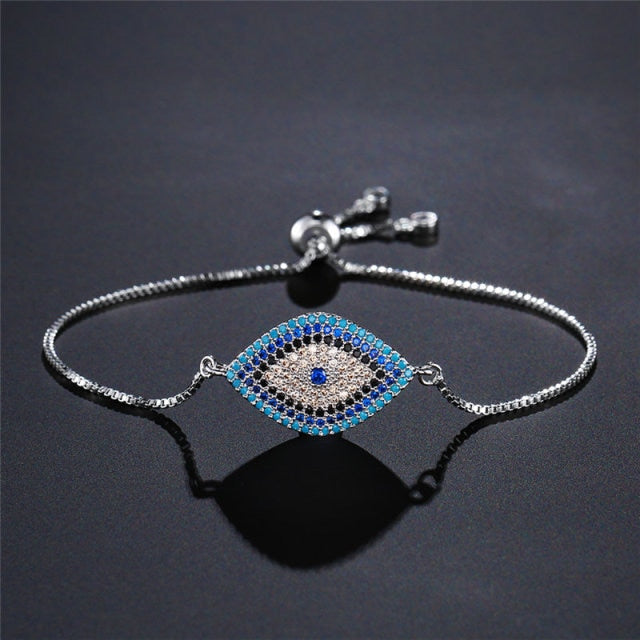 Greek Turkish Blue Evil Eye Bracelet Matiasma Mataki Chain Bracelet silver 2