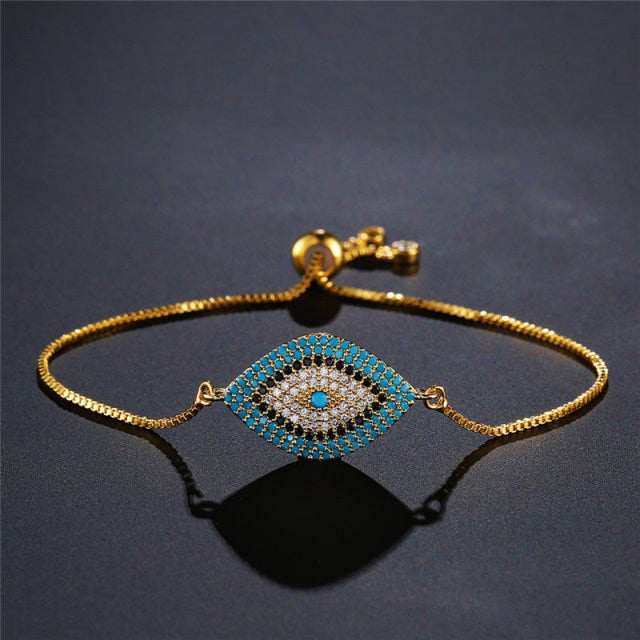 Greek Turkish Blue Evil Eye Bracelet Matiasma Mataki Chain Bracelet gold 1