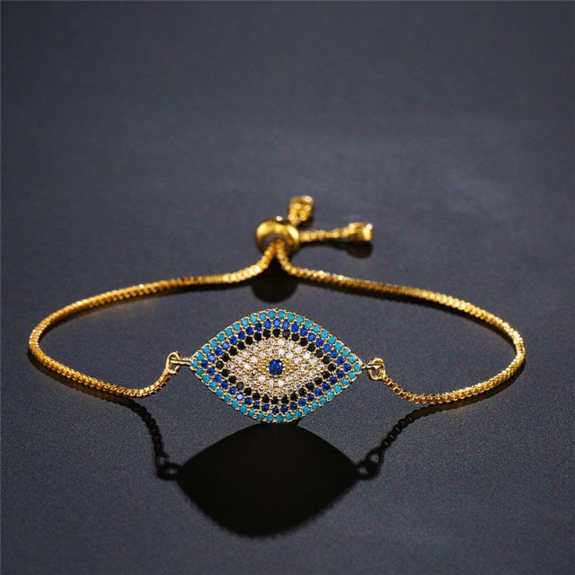 Greek Turkish Blue Evil Eye Bracelet Matiasma Mataki Chain Bracelet gold 2