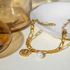 Scallop Shell and Seashell Pearl Bracelet for Women