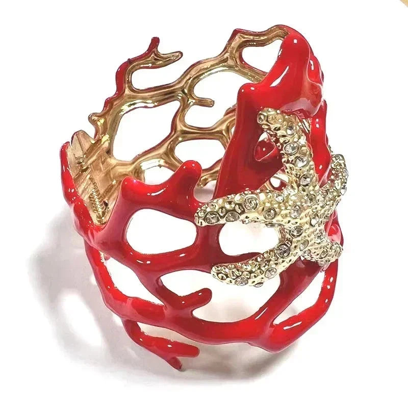 Red Coral and Starfish Bracelet
