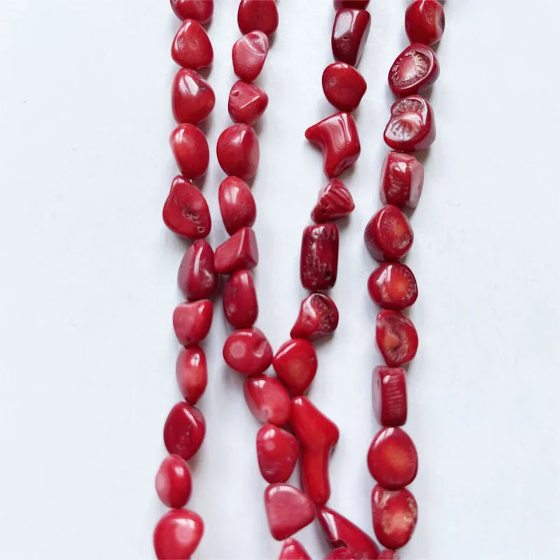 Red coral pebble bracelet