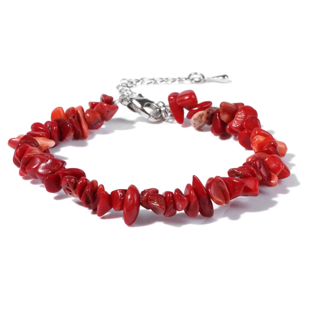 Coral bracelet with small red chips