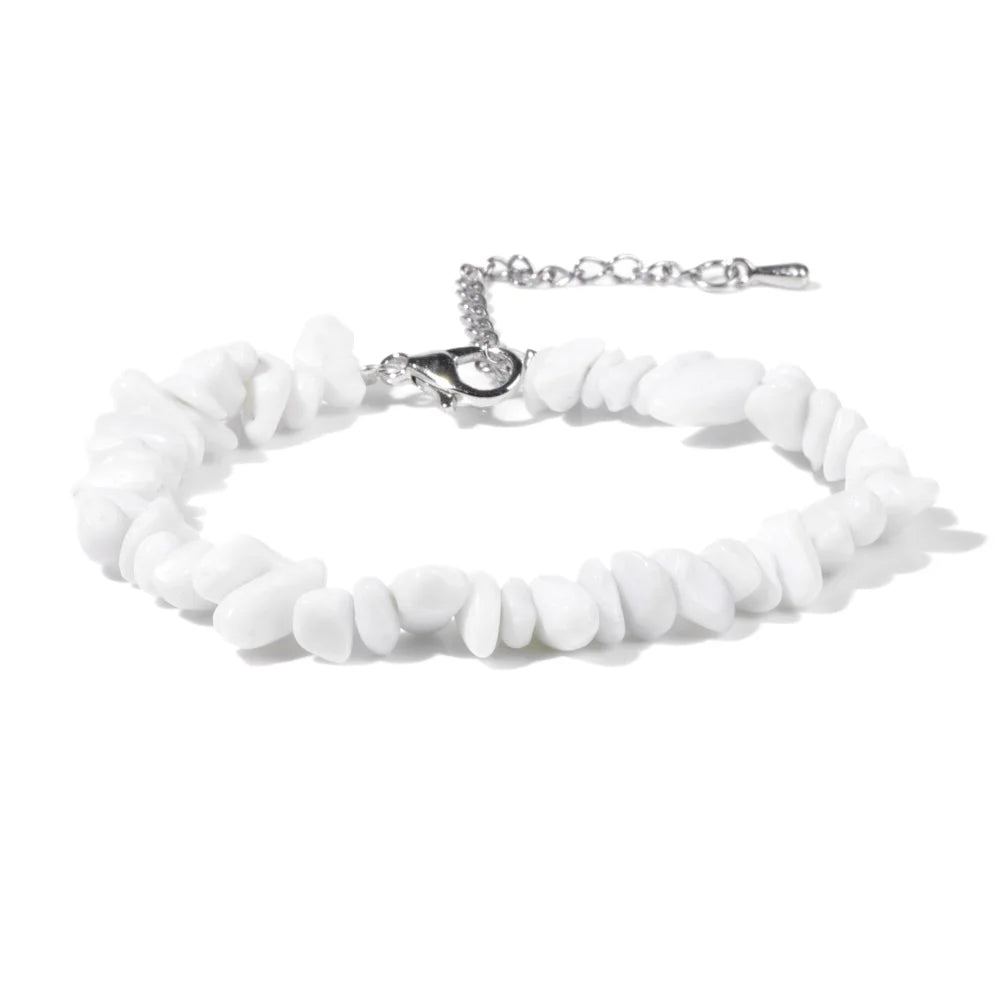 Coral bracelet with small white chips