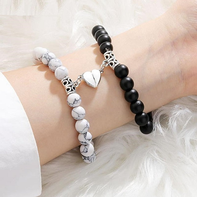 Black and White Pearl Couple Bracelet