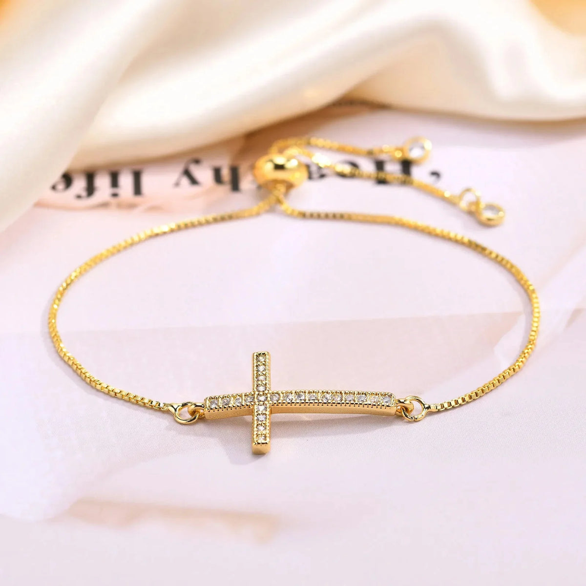 Christian Cross Bracelet with Zircon for Women