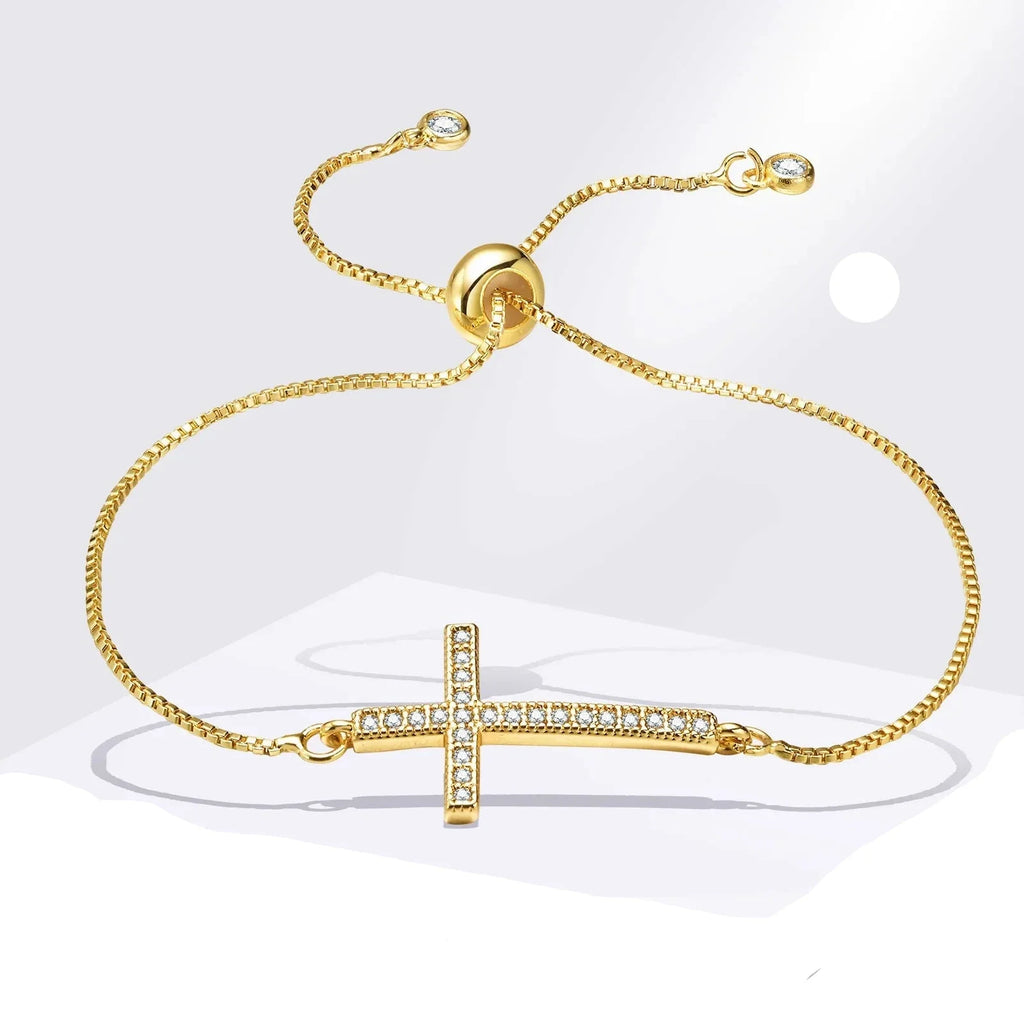 Christian Cross Bracelet with Zircon for Women