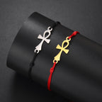 Egyptian Ankh Cross Bracelet red