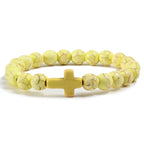 Bracelet Cross in Yellow Natural Stone
