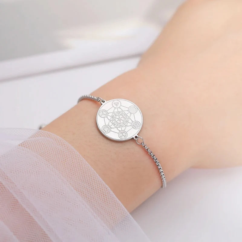 Protective Metatron's Cube Bracelet in silver