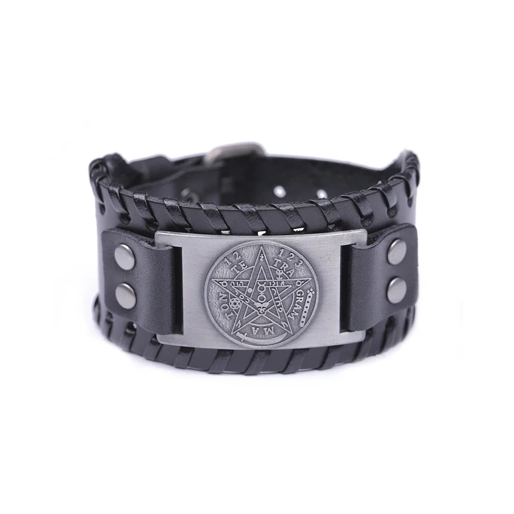Pentacle Witchcraft Leather Bracelet Wiccan Chain Bracelet 5