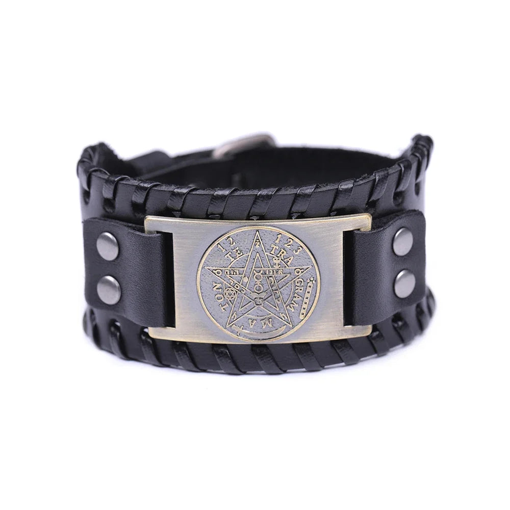 Pentacle Witchcraft Leather Bracelet Wiccan Chain Bracelet 6