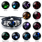 Leather Zodiac Sign Bracelet 12 Constellations
